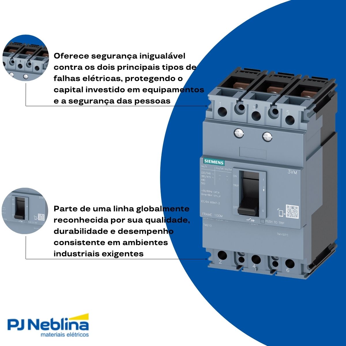 Disjuntor Caixa Moldada Tripolar 80A 36Ka 380V 50/60Hz - Siemens