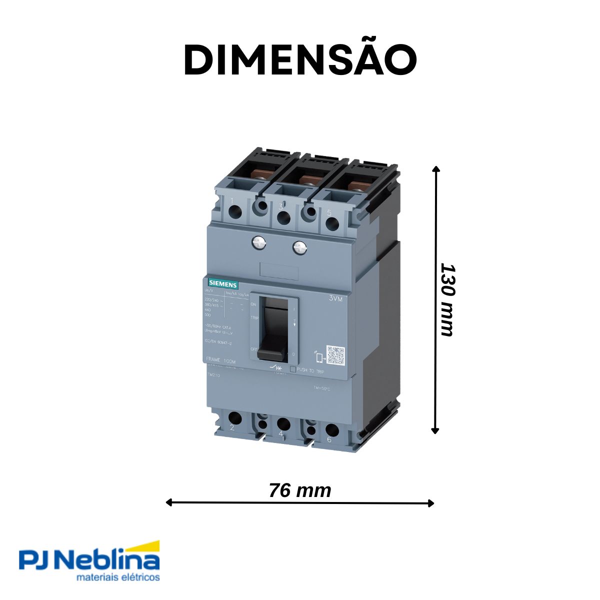 Disjuntor Caixa Moldada Tripolar 80A 36Ka 380V 50/60Hz - Siemens