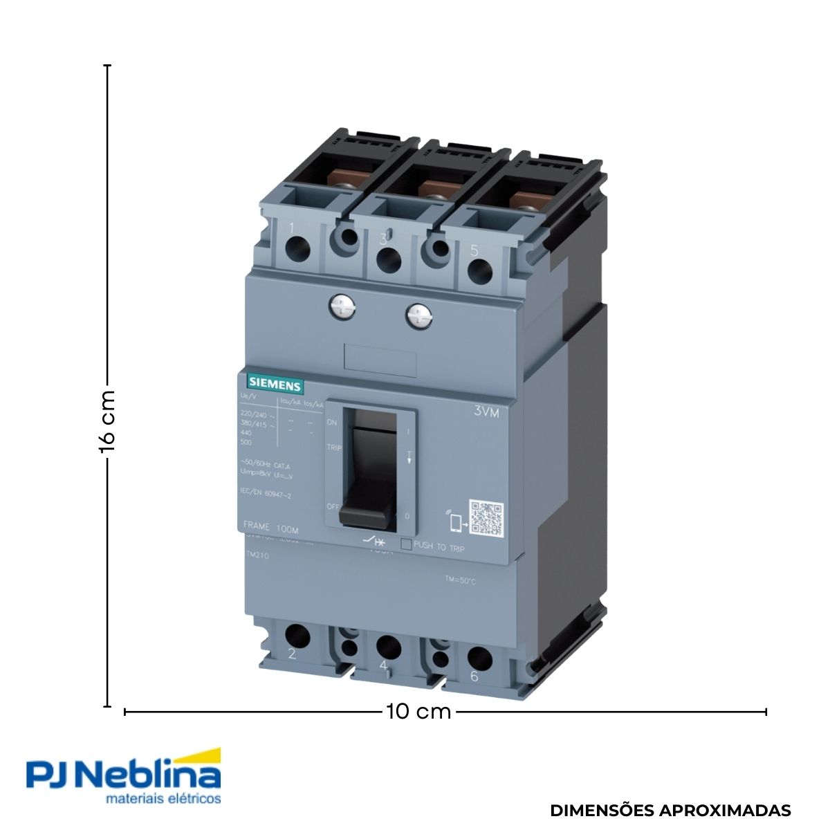 Disjuntor Caixa Moldada Tripolar 100A 36Ka 380V 50/60Hz - Siemens