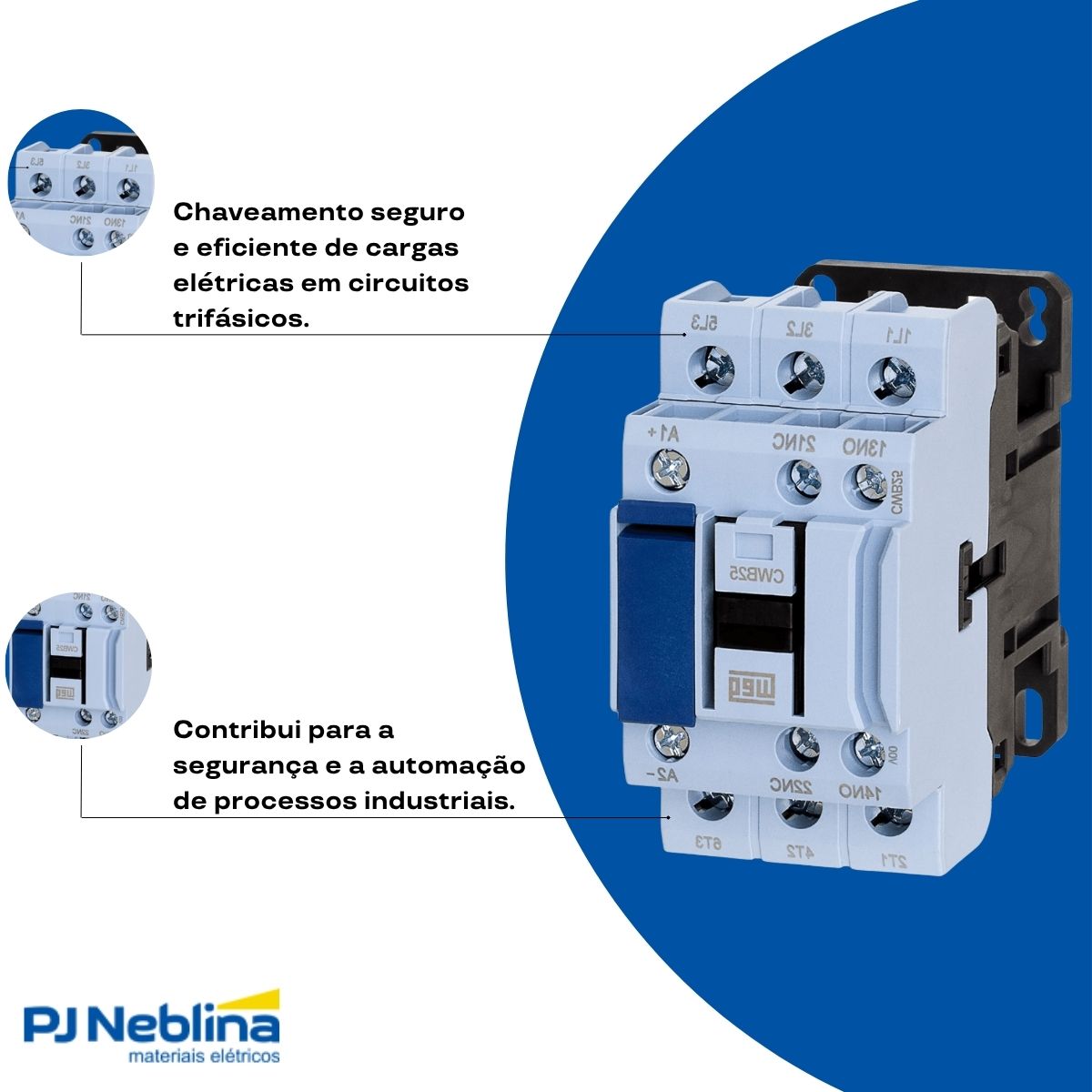 Contator Potencia Tripolar 25A 220Vcc 1Na+1Nf - Weg
