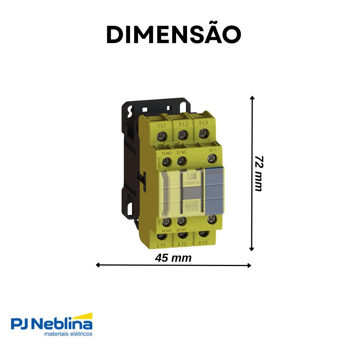 Contator Potencia Bipolar 18A 24V 1Na+1Nf 50/60Hz - Weg