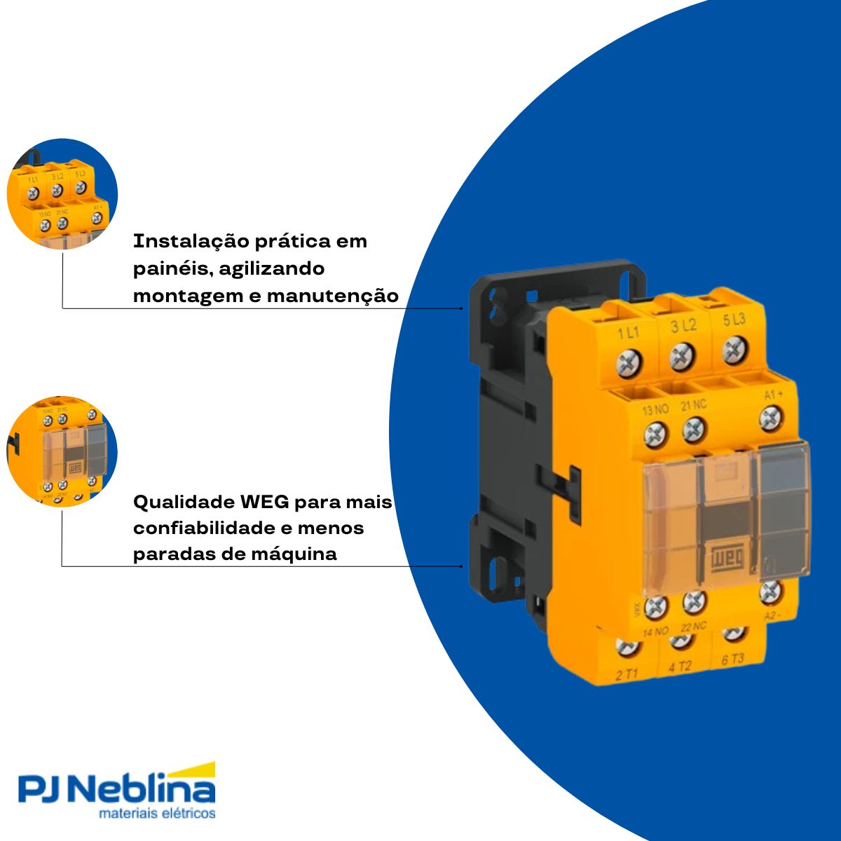 Contator Segurança Potencia Tripolar 18A 24V 1Na+1Nf 50/60Hz - Weg