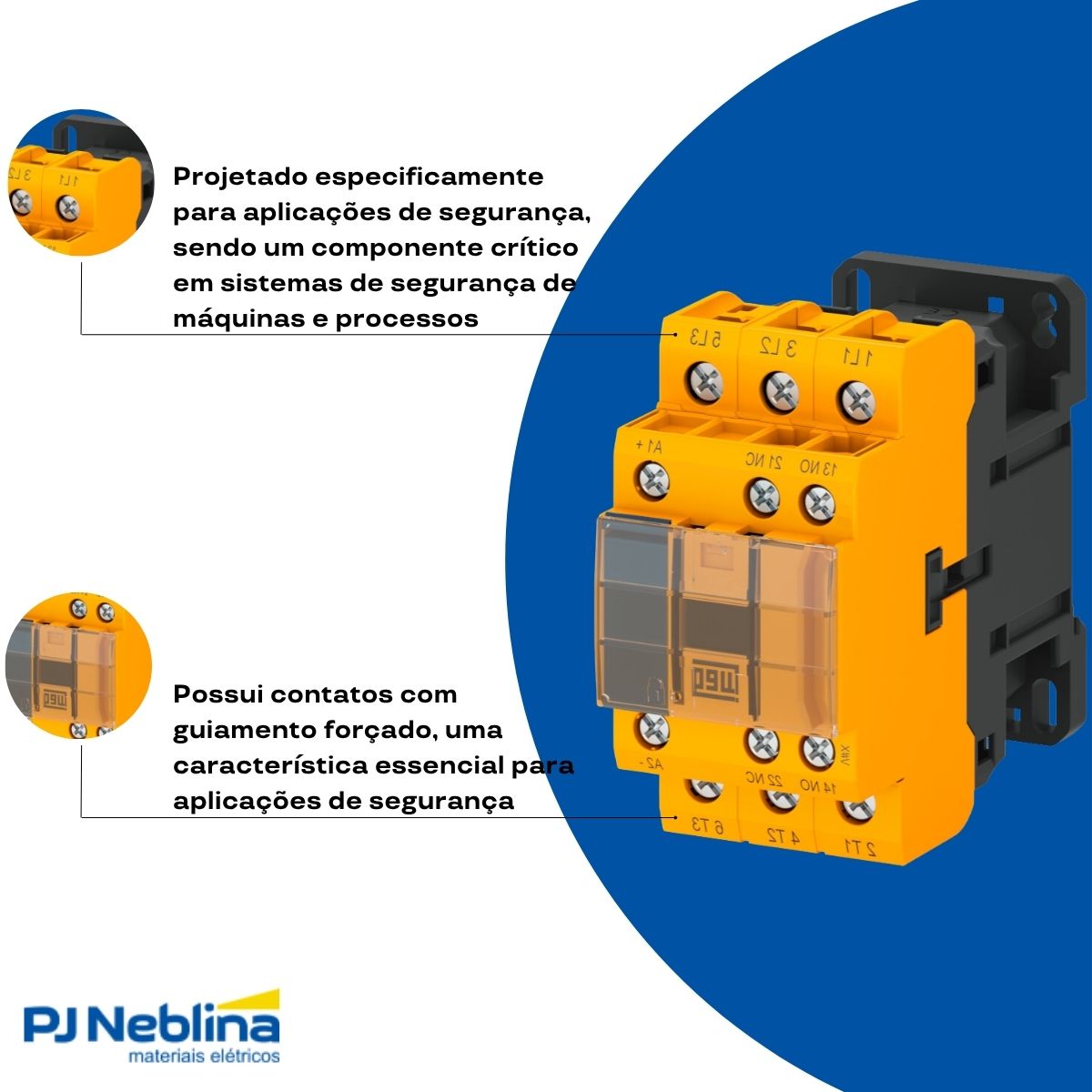 Contator Segurança Potencia Tripolar 12A 24Vcc 1Na+1Nf - Weg