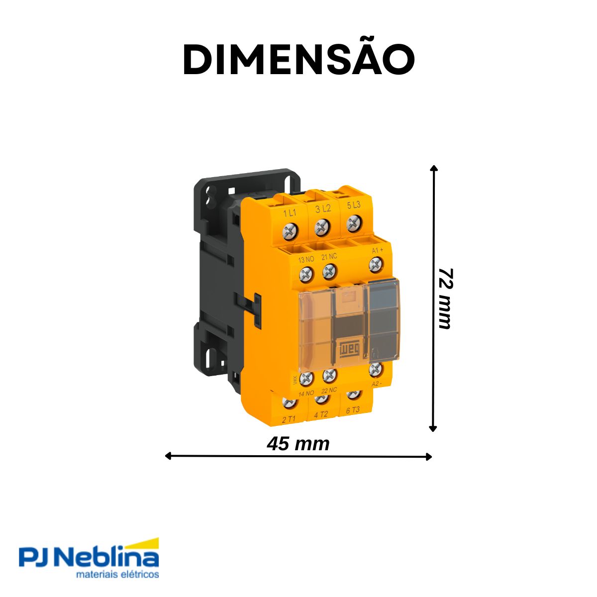 Contator Segurança Potencia Tripolar 12A 24Vcc 1Na+1Nf - Weg