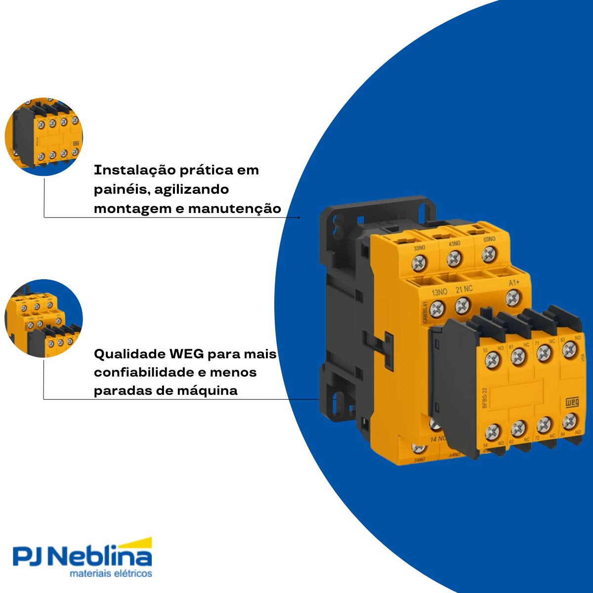 Contator Segurança Auxiliar 10A 24Vcc 6Na+3Nf - Weg