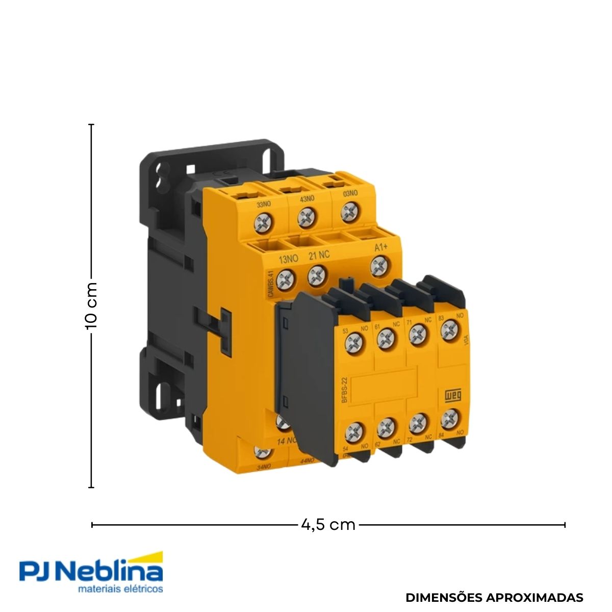 Contator Segurança Auxiliar 10A 24Vcc 6Na+3Nf - Weg
