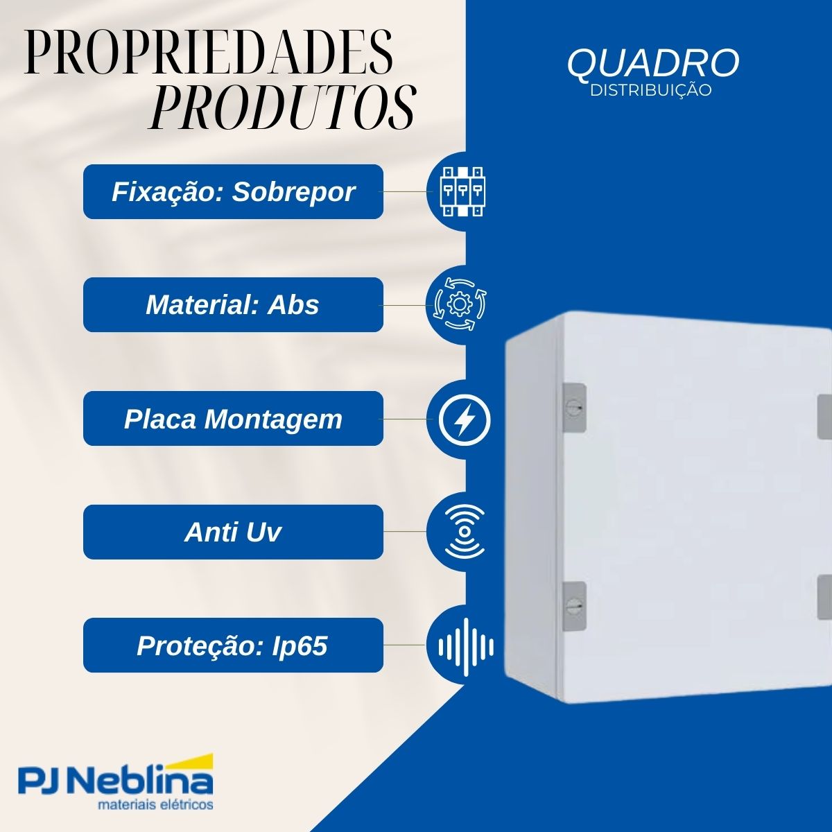 Quadro Comando Sobrepor Abs 300X300X200Mm Placa Montagem Ip65 Anti Uv Brum