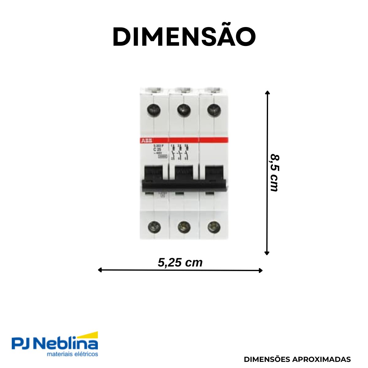 Disjuntor Mini Din Tripolar 25A Curva C 25Ka 230/400V - Abb