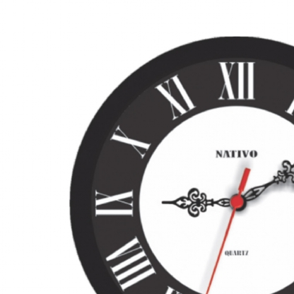 Relógio Parede Redondo Black Romano - Icones Relogios