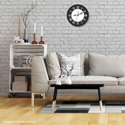 Relógio Parede Redondo Black Romano - Icones Relogios