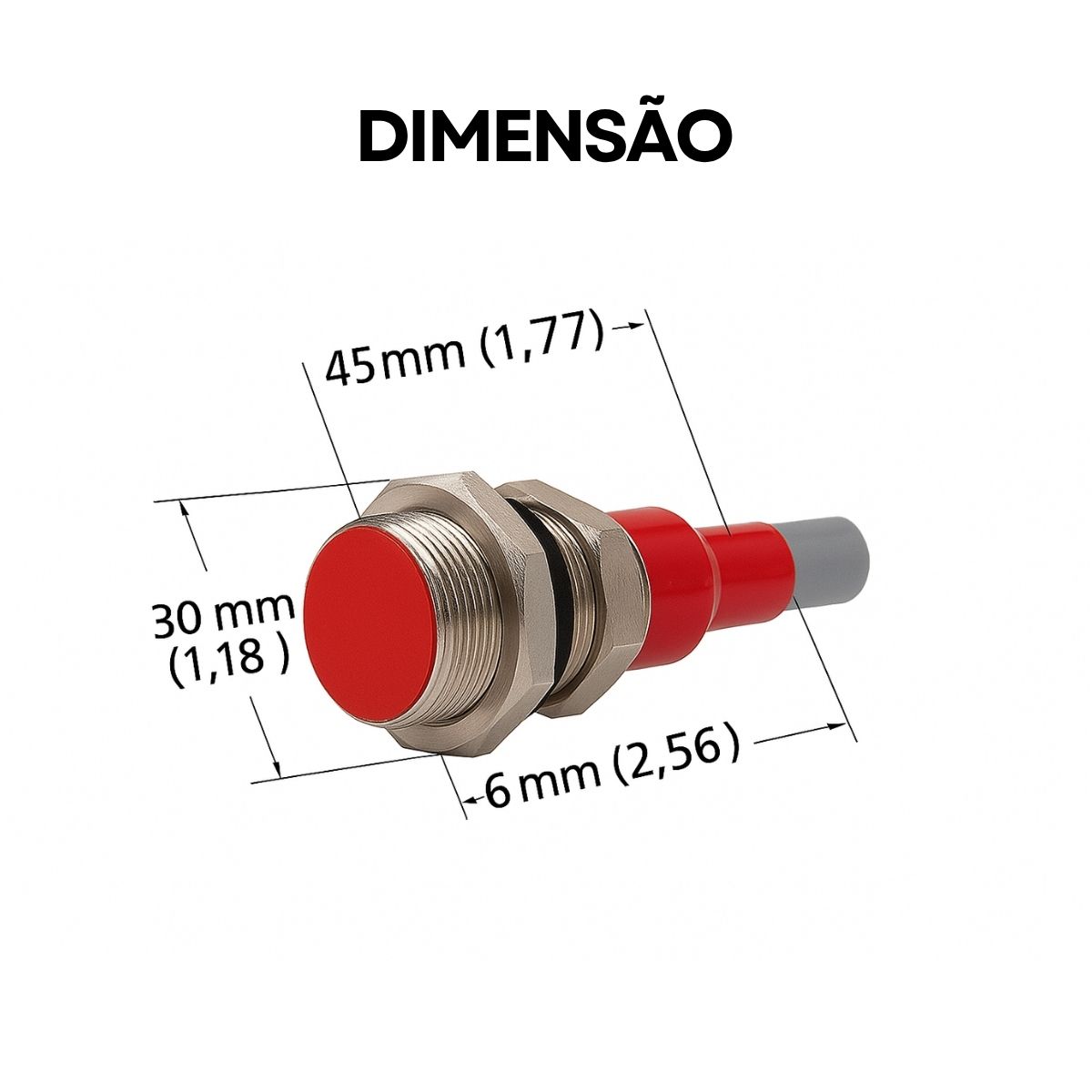 Sensor Indutivo Cilindrico Roscado Sn=15mm M30x1,50mm Metali