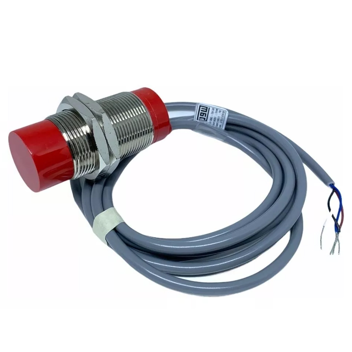 Sensor Capacitivo Cilíndrico Roscado Sn=15Mm M30X1,50Mm Metálico 4 Fios 10-30Vcc Cabo 2 Metros Npn 1Na+1Nf 1 Led Weg