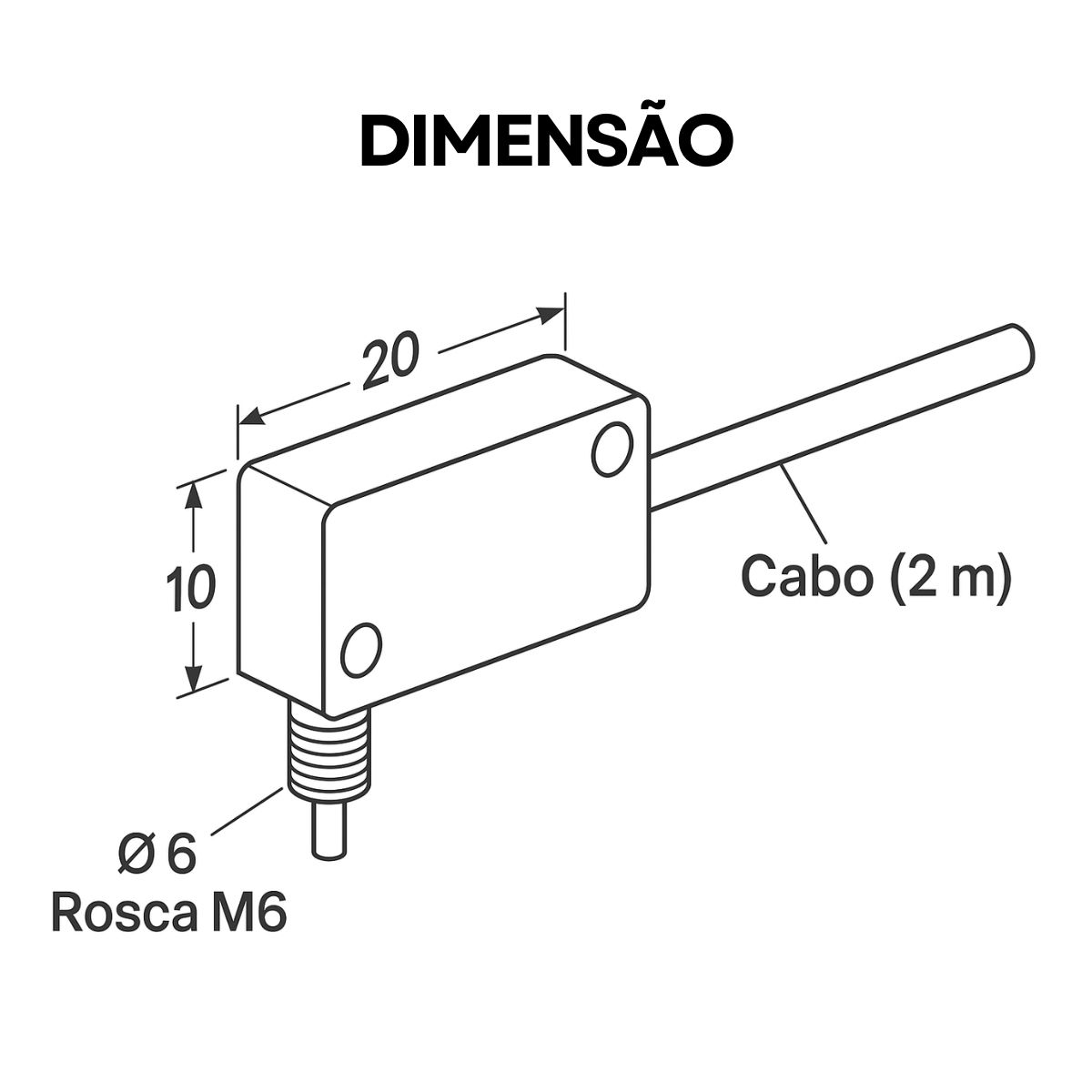 Sensor Fibra Óptica Reflexivo Retangular 2Mm IP67 Cabo 2 Metros Weg