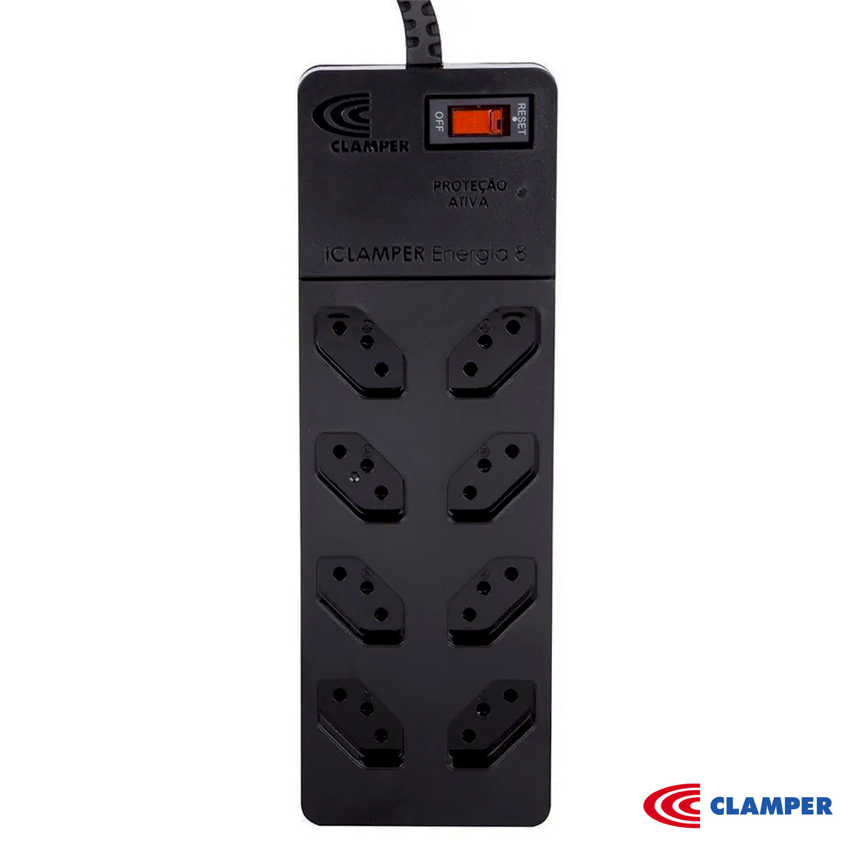 Filtro De Linha Dps 8 Tomadas Preto 2P+T Cabo 1,3M 13000 Clamper