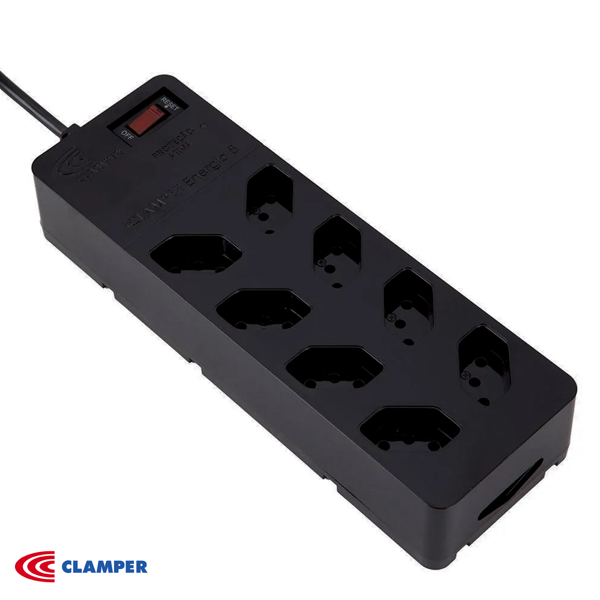 Filtro De Linha Dps 8 Tomadas Preto 2P+T Cabo 1,3M 13000 Clamper