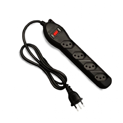 Filtro De Linha Qfl4 Circuit Breaker 4 Tomadas Bivolt Plástico Preto 10A 1,20 Metros - Qualitronix