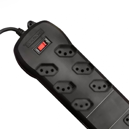 Filtro De Linha Qfl8 Circuit Breaker 8 Tomadas Bivolt Plástico Preto 10A 1,20 Metros - Qualitronix