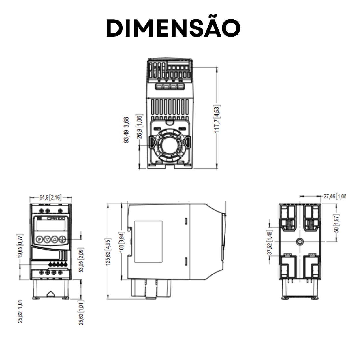 Inversor Frequência Monofásico 200-240V 50/60Hz 4,2A 0,75Kw - Weg