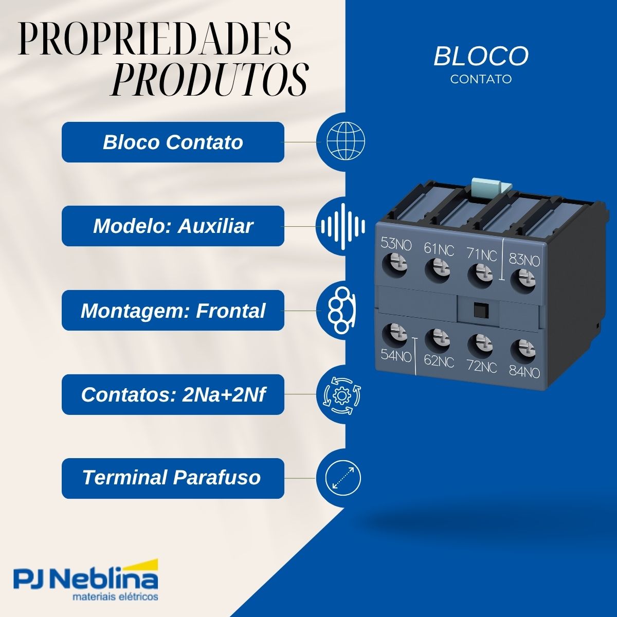 Bloco Contato Auxiliar P/Contator Frontal 2Na+2Nf - Siemens