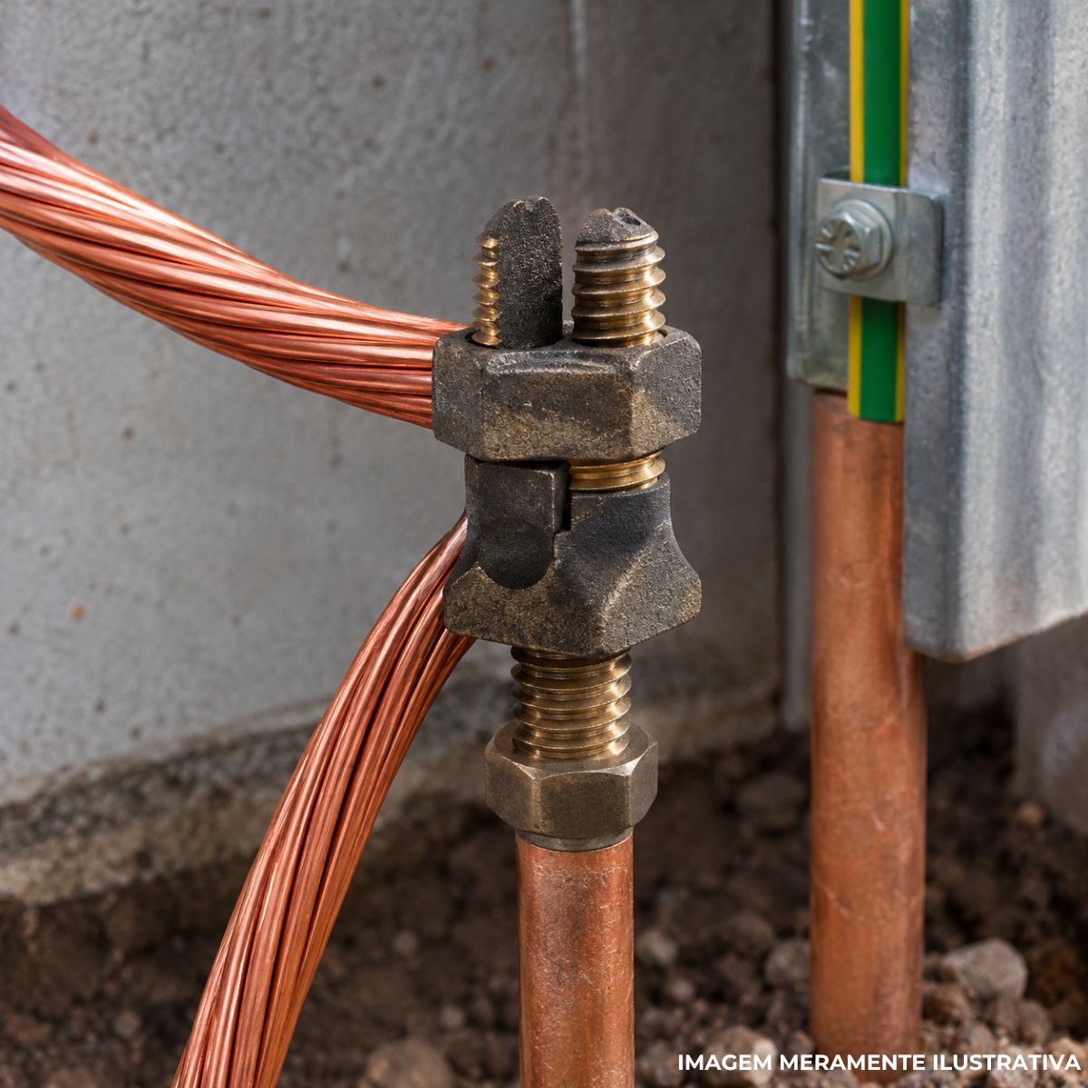 Conector Parafuso Fendido Split-Bolt Rabicho 70Mm Bronze Rosca 1/2 - Termotecnica