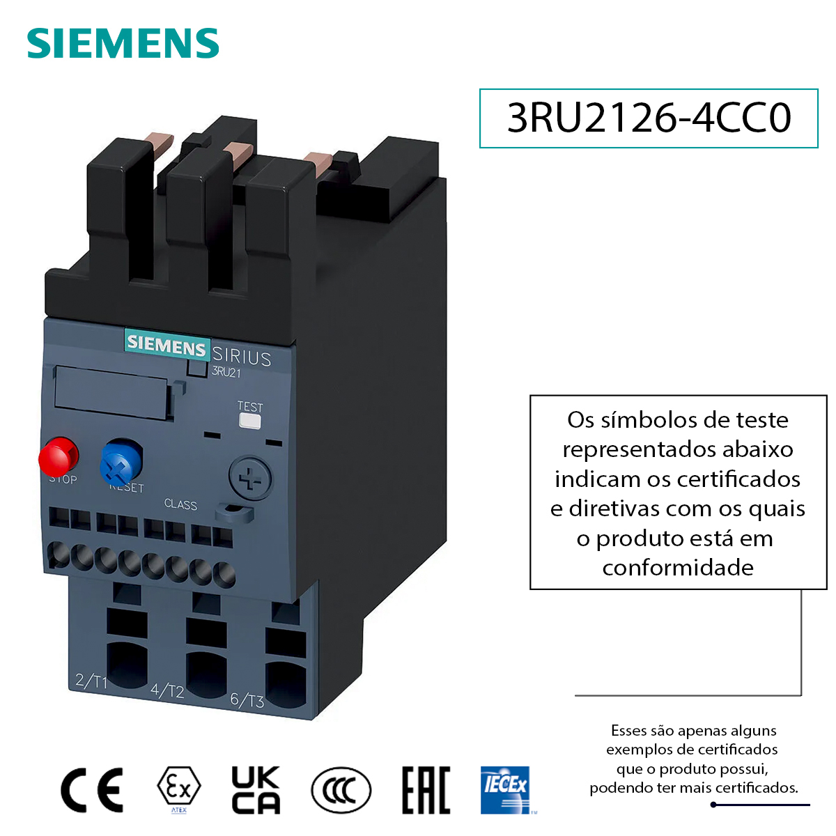 Relé De Sobrecarga Térmico 17-22A Classe 10 3RU21264CC0 - Siemens