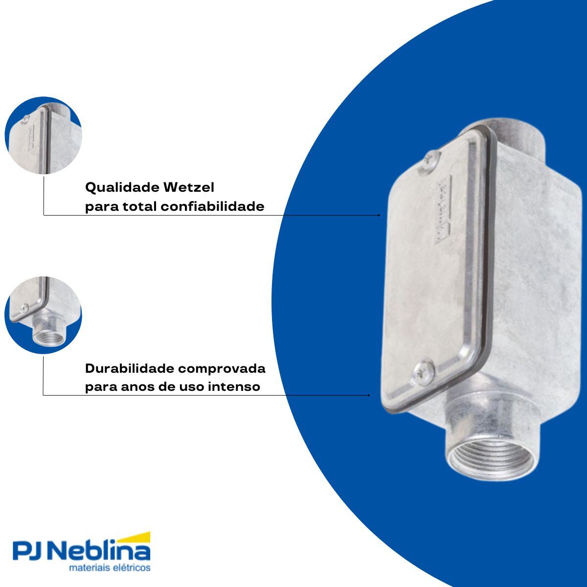 Condulete Alumínio Fixo Tipo C 1Pol C/Rosca Bsp S/Pintura C/Tampa C/Vedação Tgvp (Ip54) - Wetzel