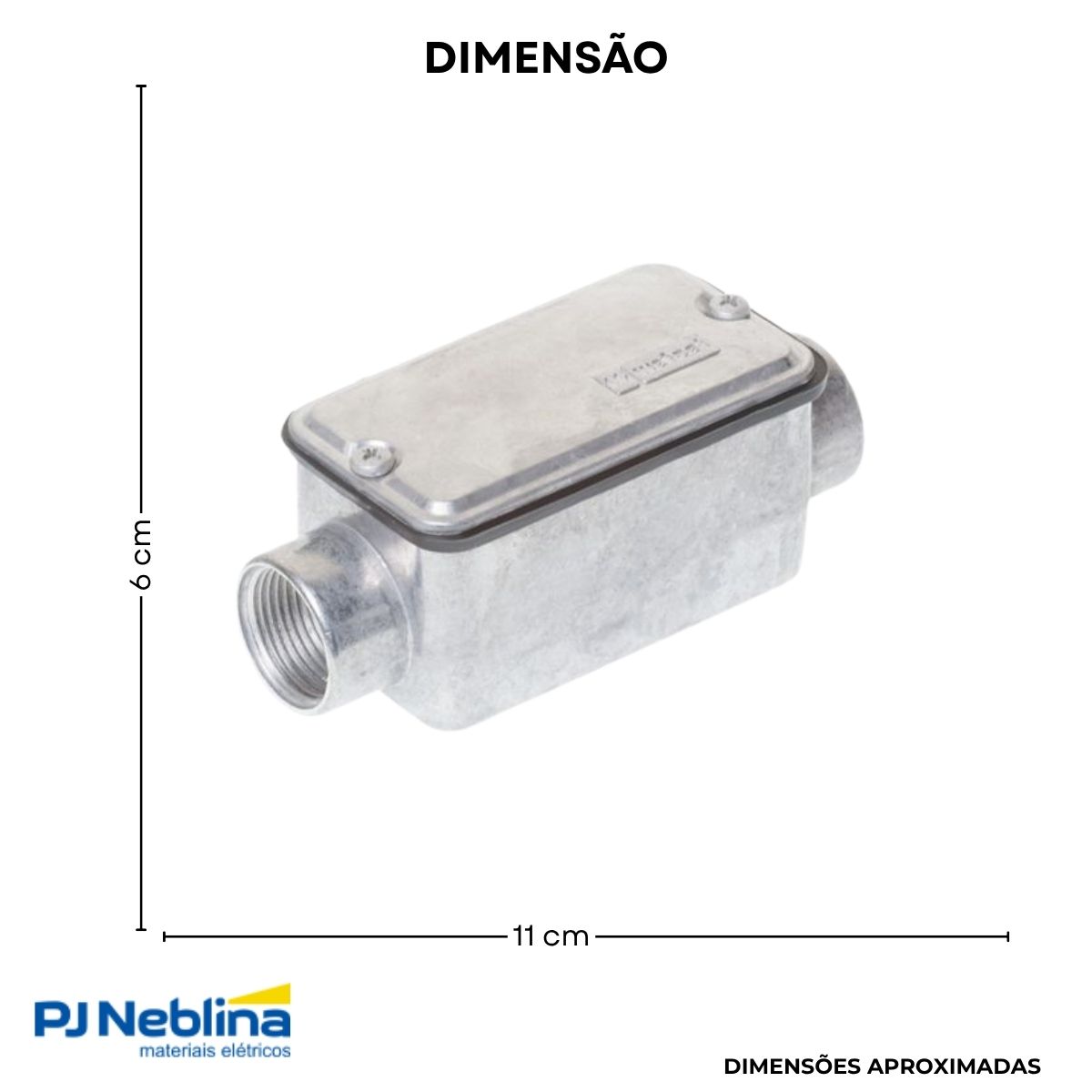 Condulete Alumínio Fixo Tipo C 1Pol C/Rosca Bsp S/Pintura C/Tampa C/Vedação Tgvp (Ip54) - Wetzel