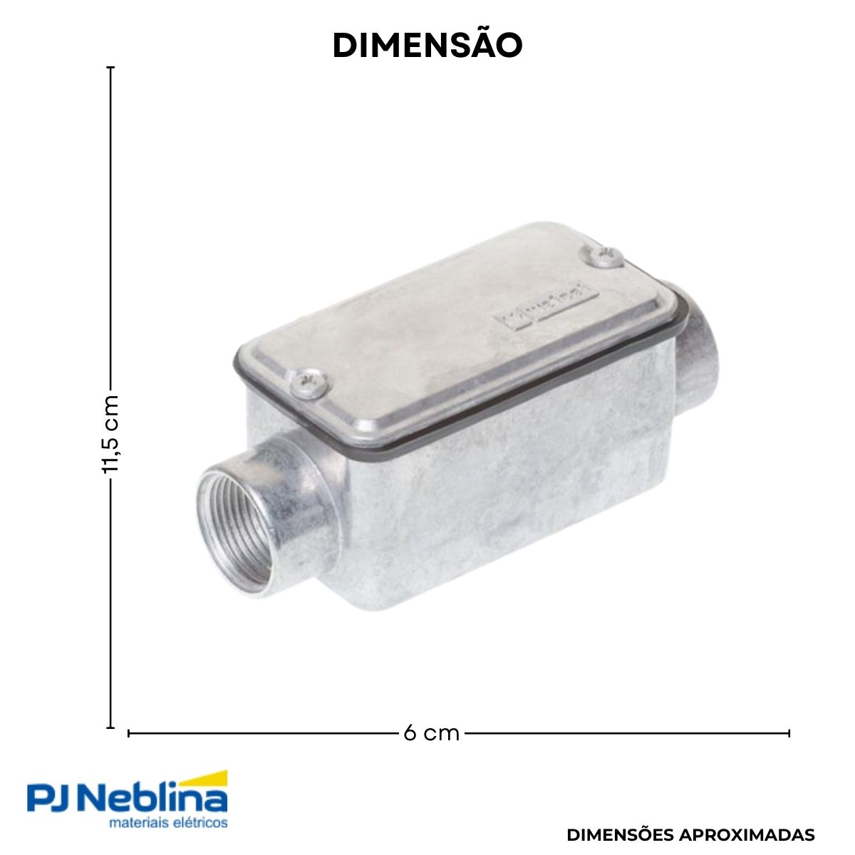 Condulete Alumínio Fixo Tipo Ll 1Pol C/Rosca Bsp S/Pintura C/Tampa C/Vedação Tgvp (Ip54) - Wetzel