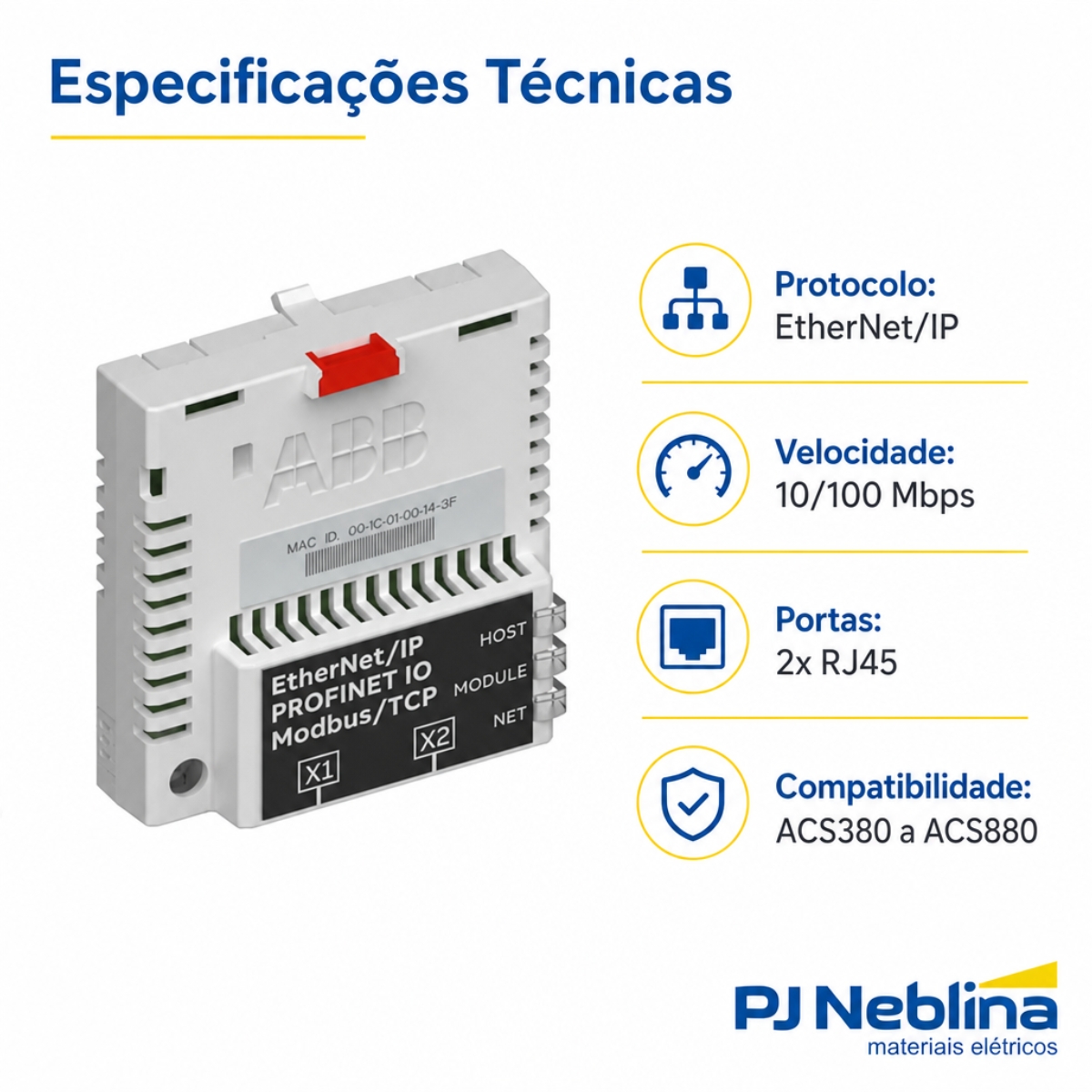 Placa Comunicação Ethernet Ip Feip-21 - ABB