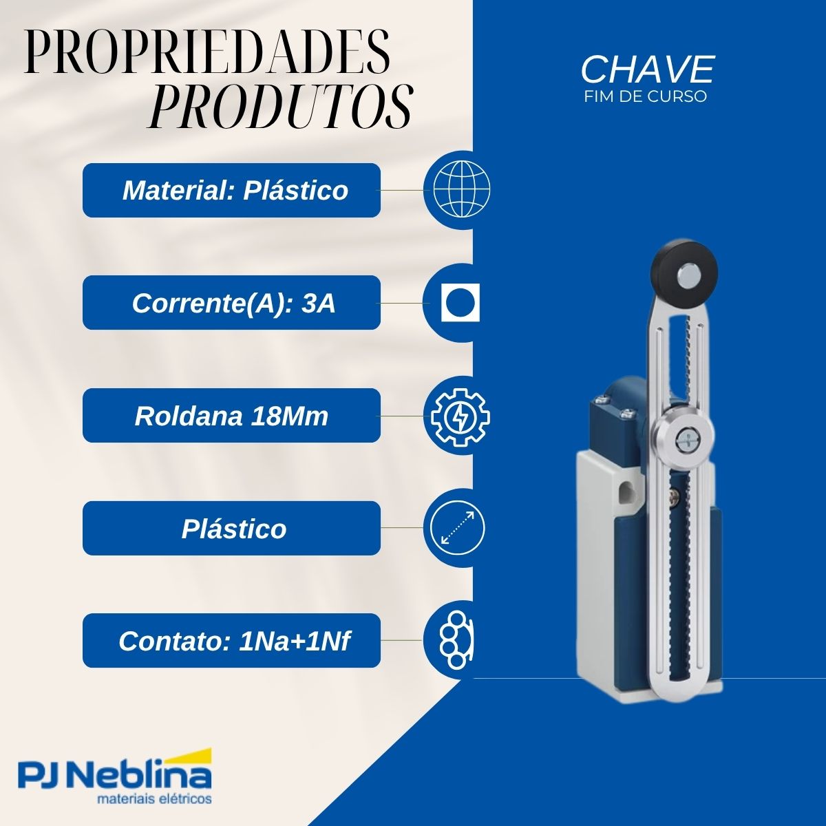 Chave Fim De Curso Roldana 18Mm 3A 1Na+1Nf - Weg