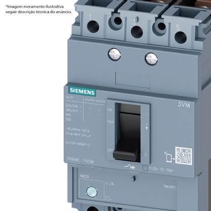 Disjuntor Caixa Moldada Tripolar 112-160A 25Ka 380/415V 3VM11163EE320AA0 - Siemens