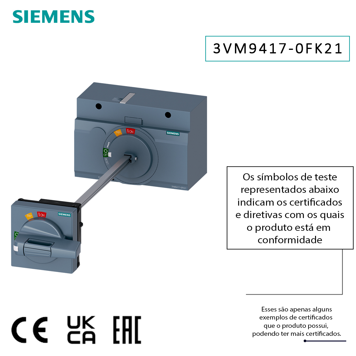 Acionamento Rotativo Externo Para 3Vm13-14 3VM94170FK21 Siemens