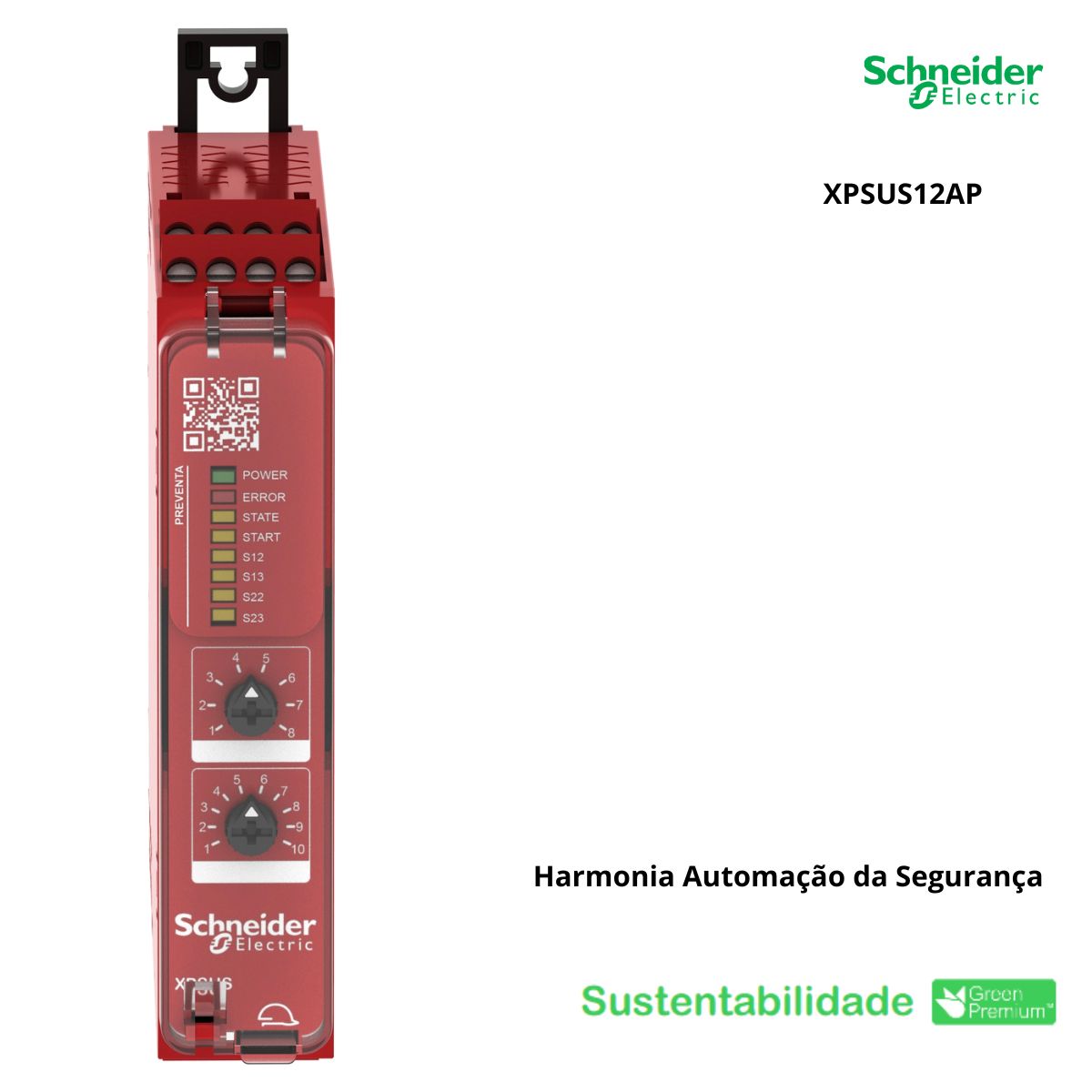 Relé Segurança Monitoramento Categoria 4 24Vca/Cc 2 Saídas 2Na XPSUS12AP - Schneider Electric