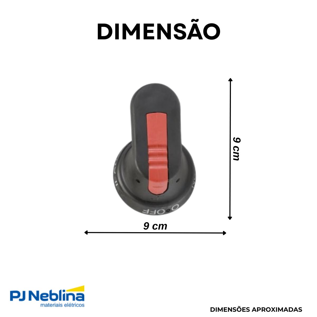 Manopla Acionamento Porta Painel Pt P/ Eixo 6mm C/ Bloq Cade