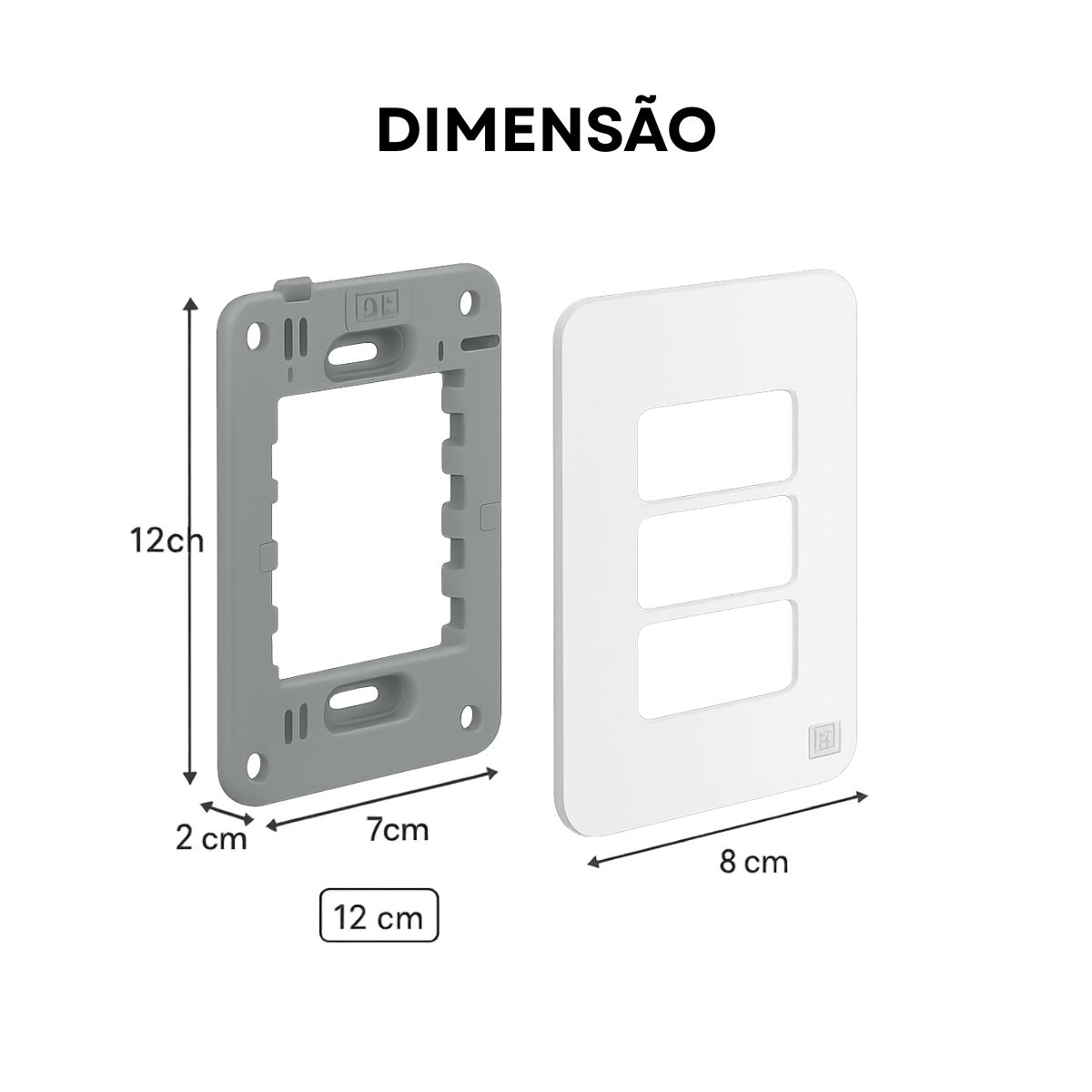 Conjunto Placa e Suporte Acabamento 3 Postos Sep Branco Compose 4X2 Com Suporte - Weg