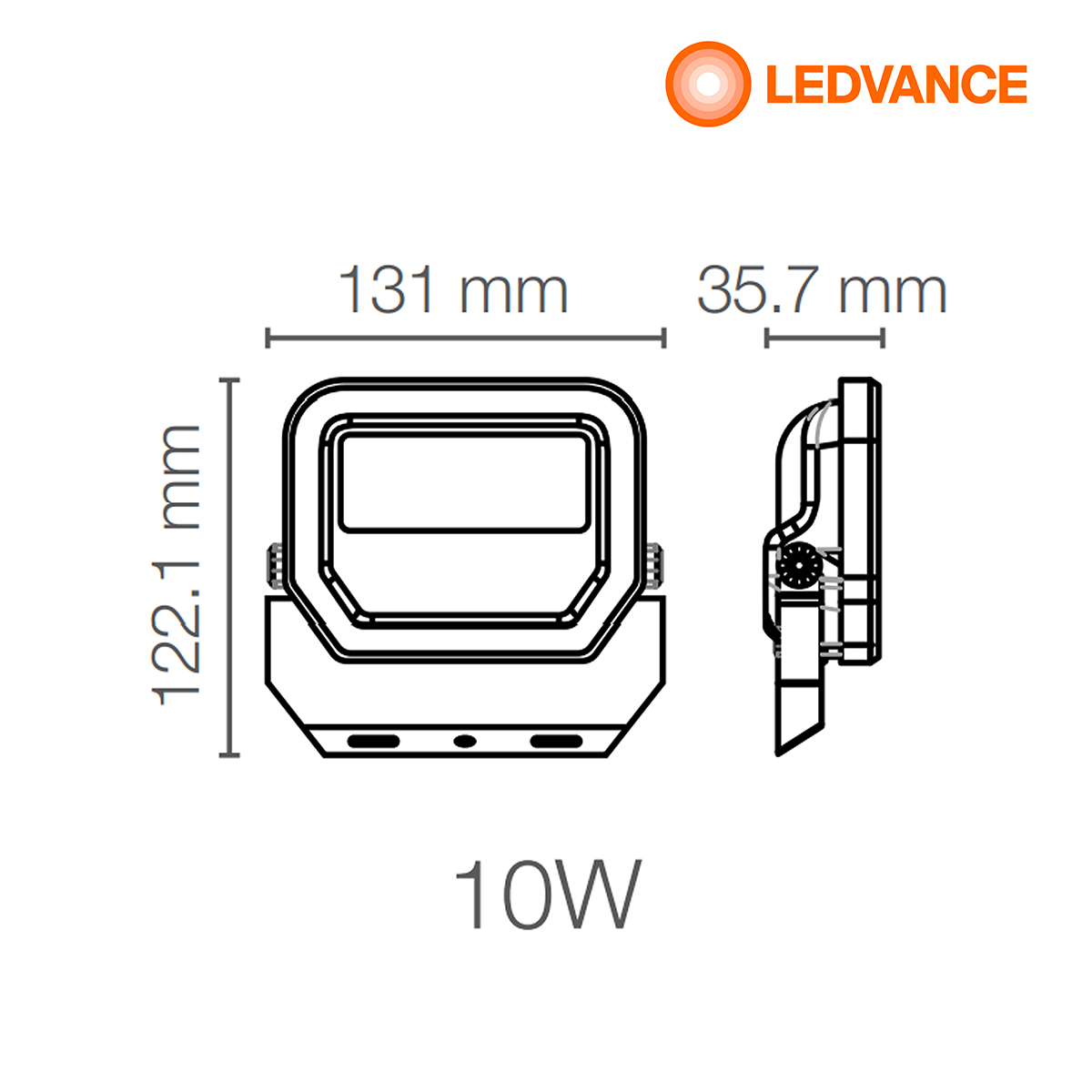 Luminária Refletor Led Retangular Sobrepor Preto 10W Bivolt 5000K Luz Do Dia 1200Lm Difusor Vidro Temperado Floodlight Pfm - Ledvance