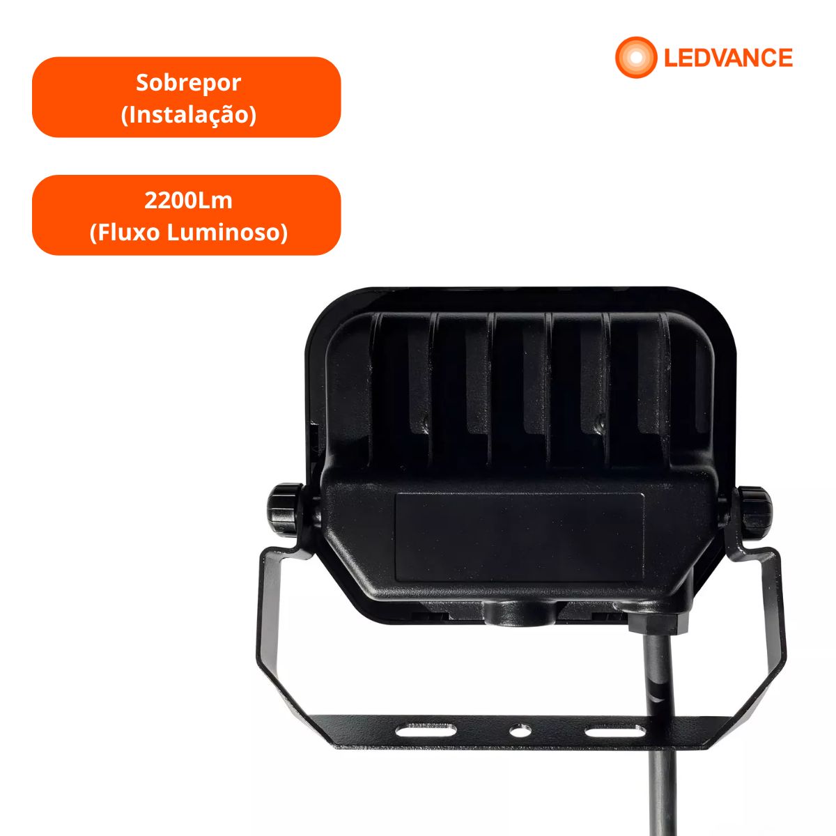 Luminária Refletor Floodlight Led Retangular Sobrepor Preto 20W Bivolt Luz Amarela 3000K 7016871 - Ledvance