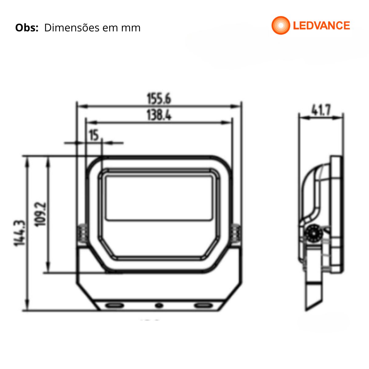 Luminária Refletor Floodlight Led Retangular Sobrepor Preto 20W Bivolt Luz Amarela 3000K 7016871 - Ledvance