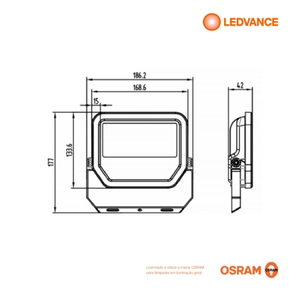 Luminária Refletor Led Retangular 30W Bivolt 3000K Luz Amarela - Osram/Ledvance