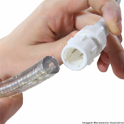 Conector Rabicho Controle Para Mangueira Redonda 10m 11mm Branco