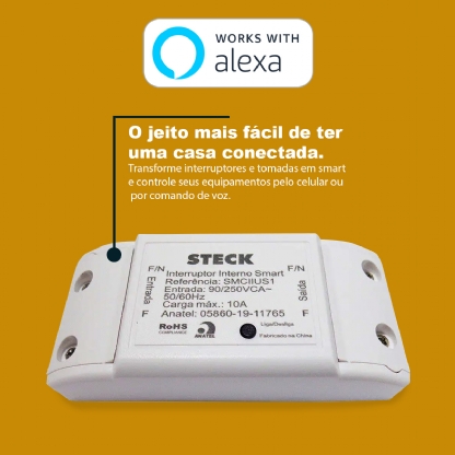 Módulo Interruptor Interno Inteligente Smart 10A Android/iOS Com Comando De Voz - Smarteck