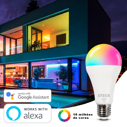 Lâmpada Led Inteligente Smart Wifi 12W Bivolt E27 RGB Com Assistente - Smarteck