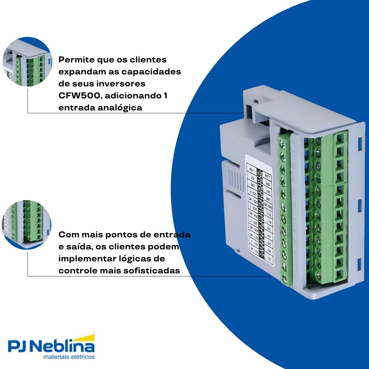 Módulo Expansão Inversor Entrada/Saída Analógica/Digital 1Ea/4Ed/1Sa/5Sd Cfw500 - Weg