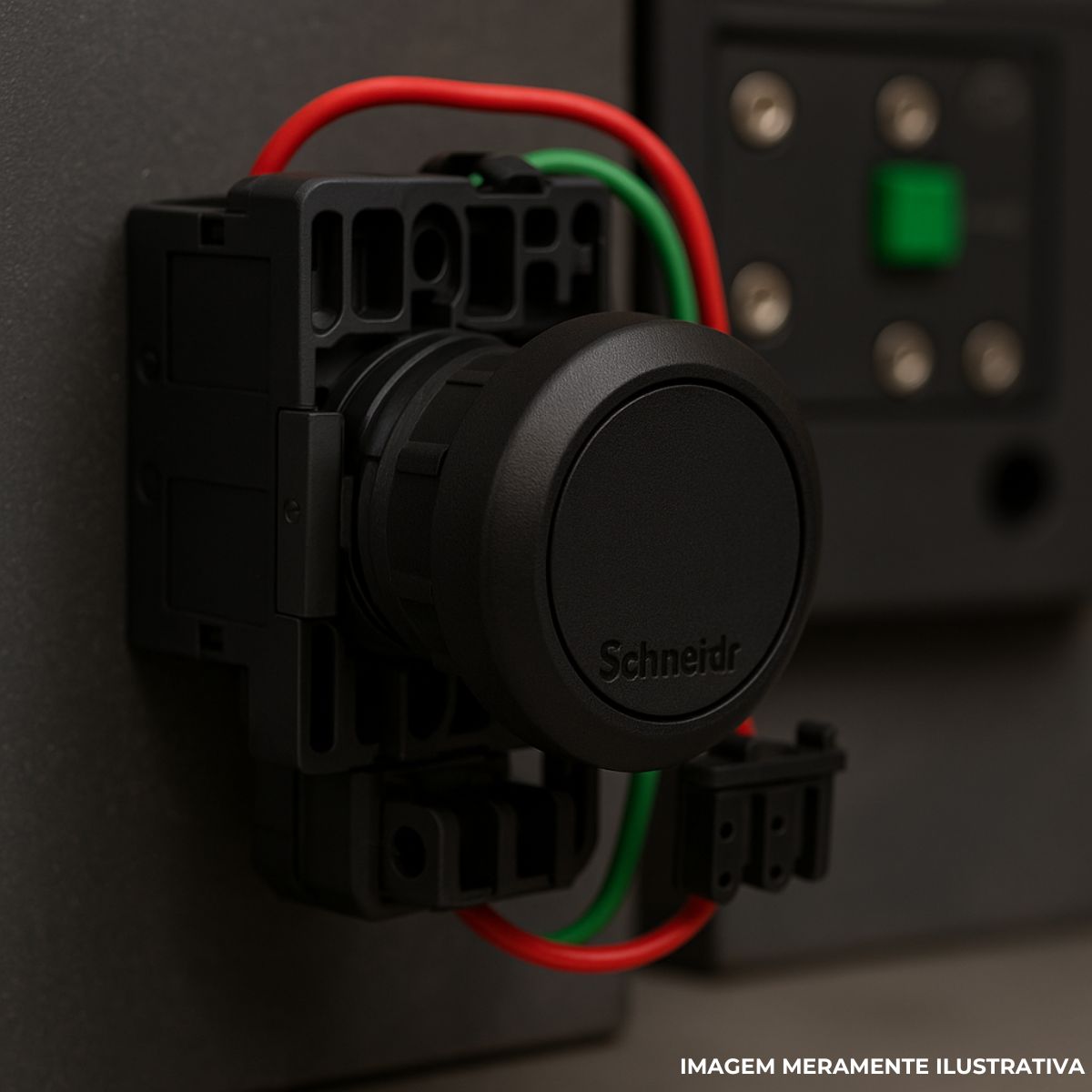 Botão Comando Pulsador Faceado Redondo 22Mm Plástico Preto 2Na - Schneider