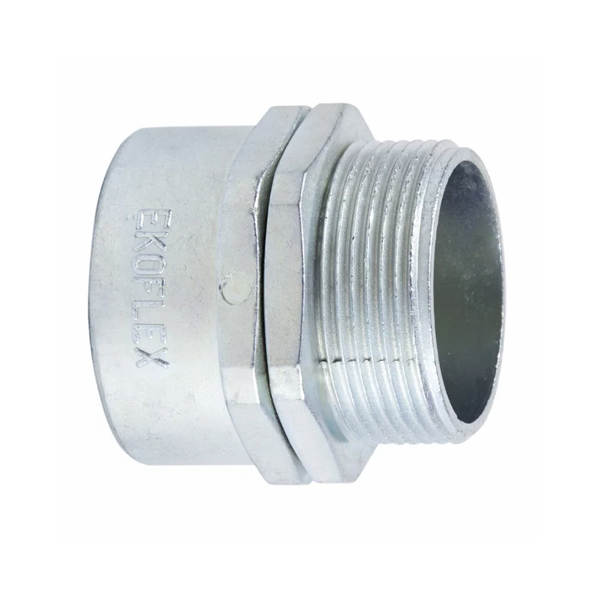 Conector Eletroduto Macho Zamak Zincado 2.1/2 Polegadas Rosca Bsp Reto Giratório Kmzg - Ekoflex