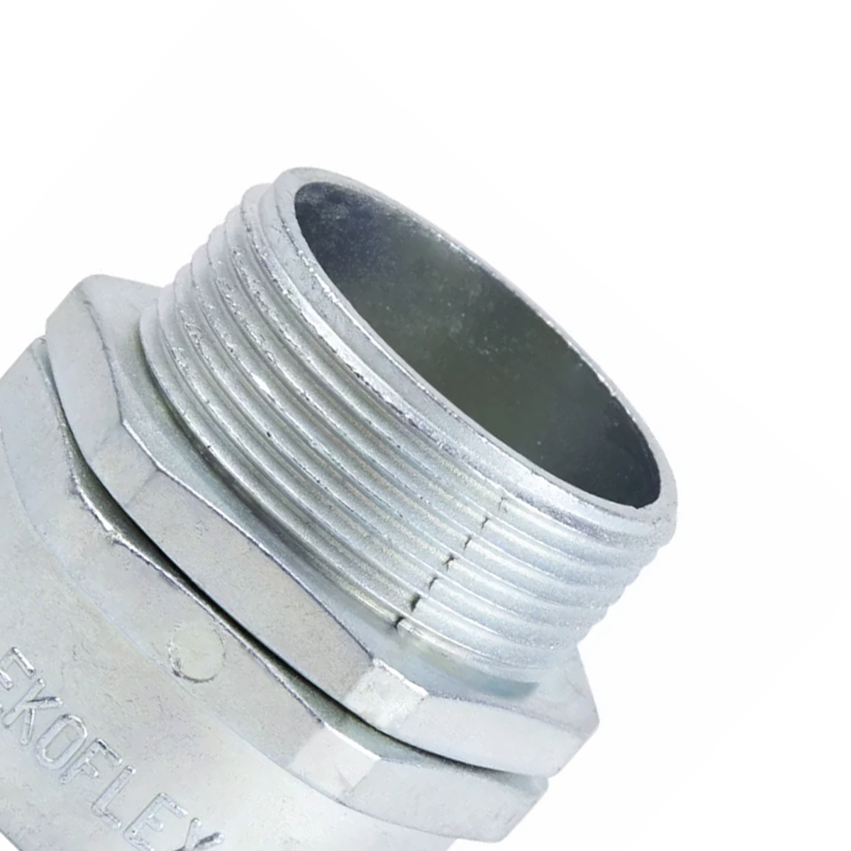 Conector Eletroduto Macho Zamak Zincado 2.1/2 Polegadas Rosca Bsp Reto Giratório Kmzg - Ekoflex