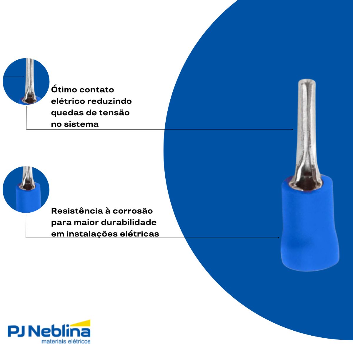 Terminal Pino 16Mm (6Awg) Pré-Isolado Azul - Axt