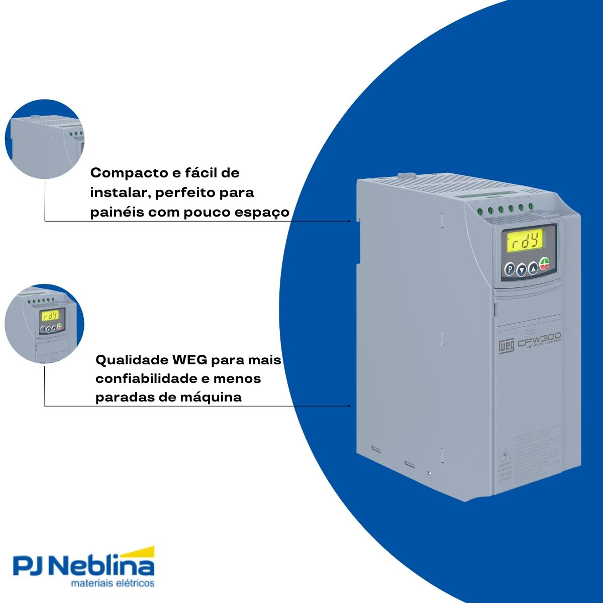 Inversor Frequência Trifásico 380-480V 50/60Hz 10A 4,5Kw - Weg