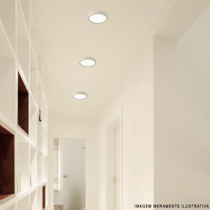 Luminária Painel Led Sobrepor Home Redondo 24W Bivolt 4000K Luz Branca Facho 120g 300mm IP20 - Bronzearte