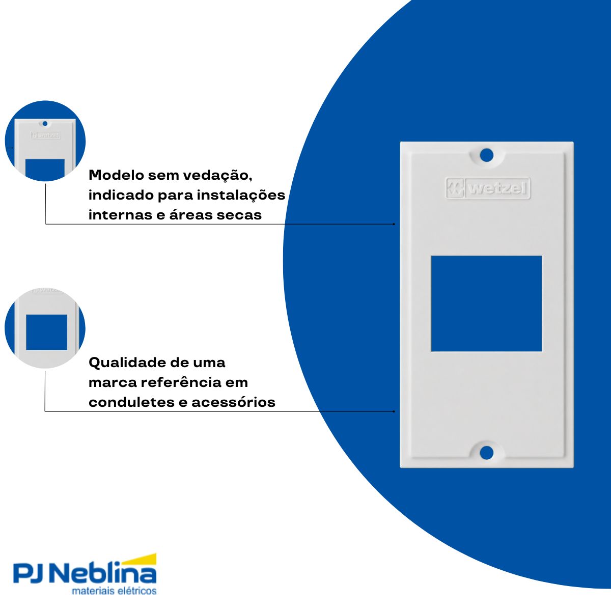Tampa Condulete 1 Tom Rj11/Rj45 Pvc 1/2-3/4 Bc S/Vedação - Wetzel